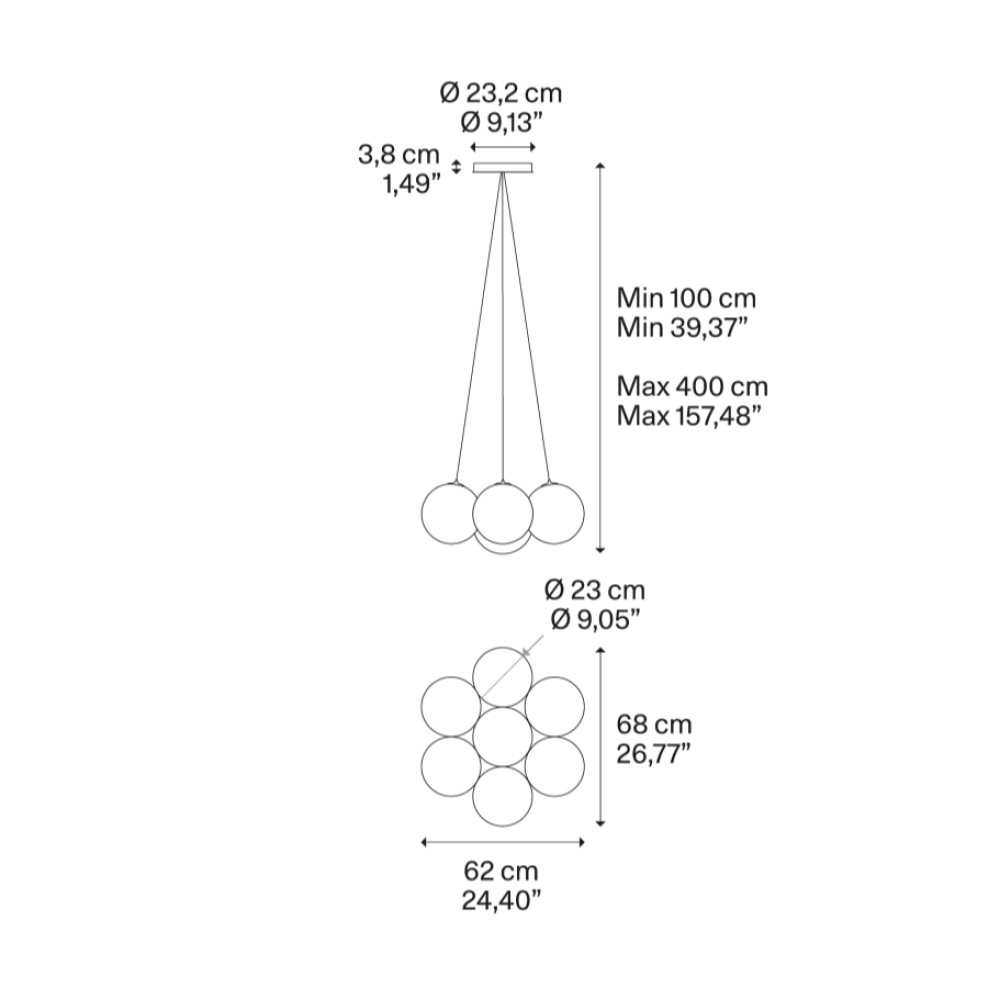 Random Cloud 7 Lights Ø23 Suspension Lamp
