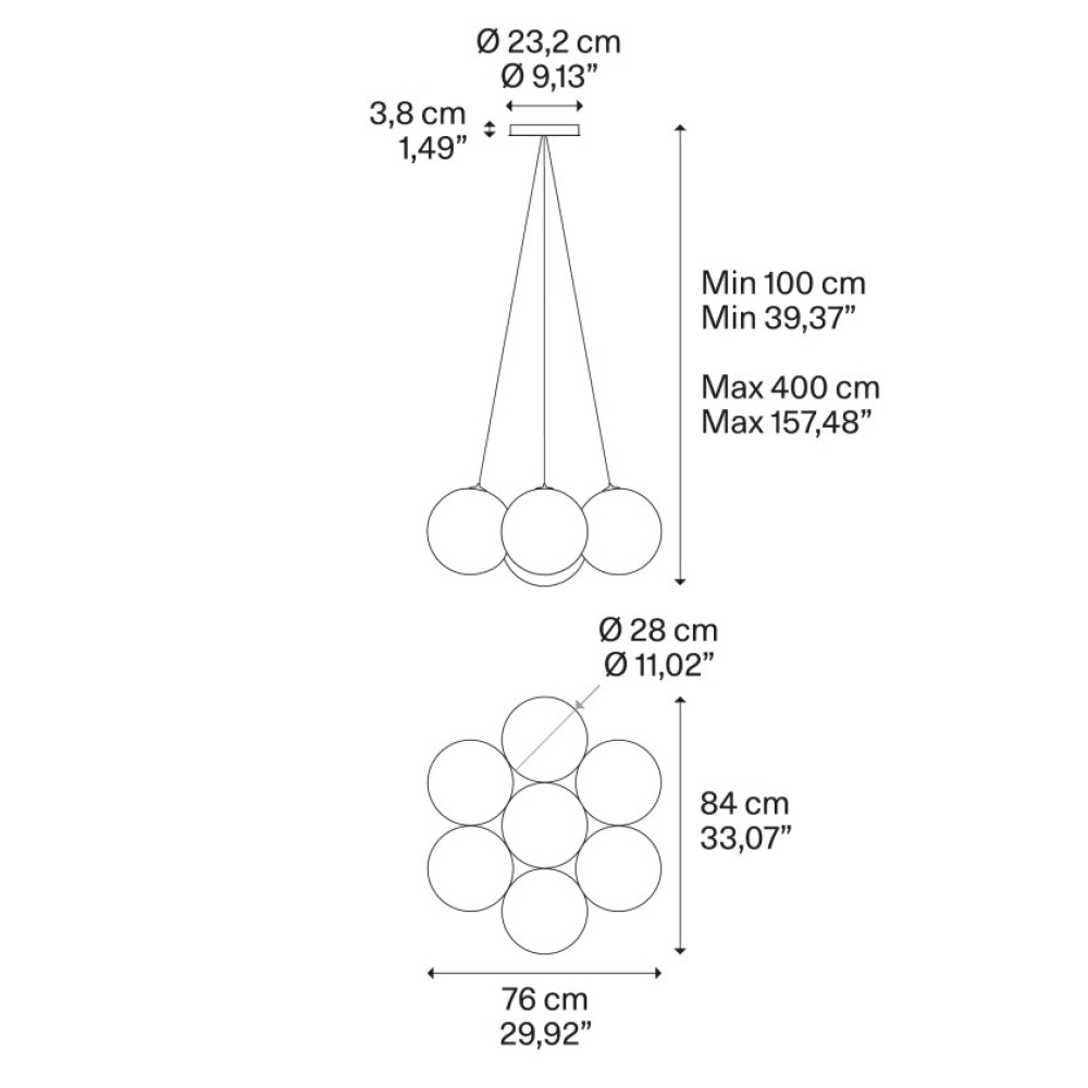 Random Cloud 7 Lights Ø28 Suspension Lamp