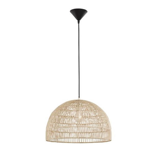 MELODY Natural Rattan
Black Fabric Wire &amp; Base
LED E27 1x12 Watt 230 Volt
IP20 Bulb Excluded 
D: 40 H1: 25 H2: 250 cm Adjustable height 
